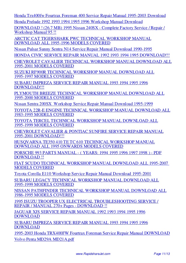 Honda Prelude Service Manual 97-01 Download