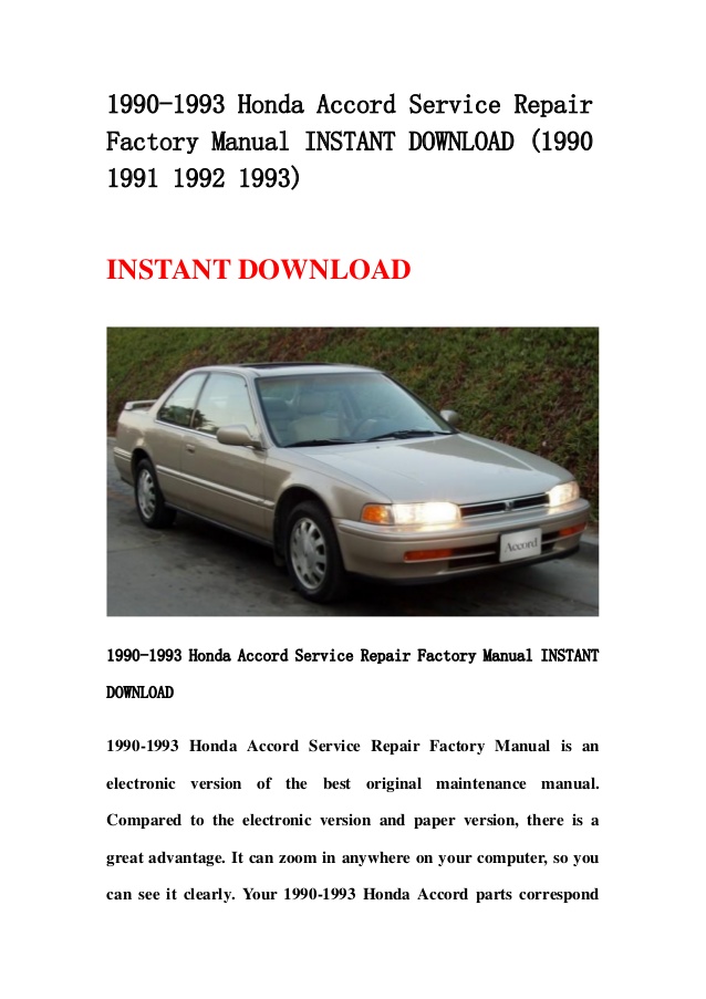 93 Honda  Accord Chitton Manual  Free  Download ktnew